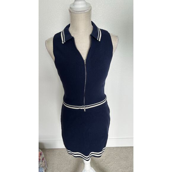 Pink Rose Preppy Navy and White Tennis Sweater Knit Set - M - Picture 1 of 5